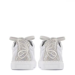 Sophia Webster Metallic Silver Butterfly Sneakers with Crystals Size 37